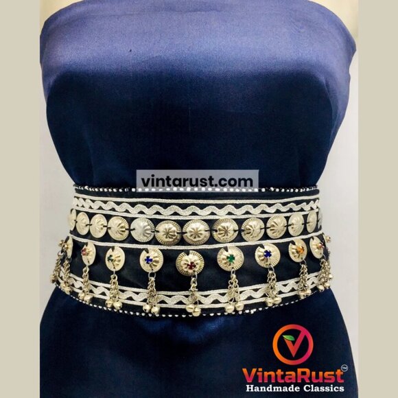 Vintage Afghan Belly Dance Belt: Tribal Boho Belt with Bells main image 3